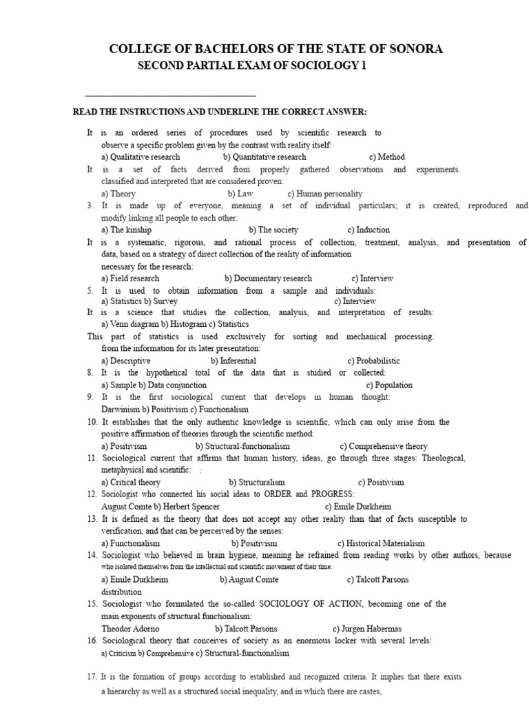 Sociology Exam Questions and Concepts | PDF | Sociology | Marxism