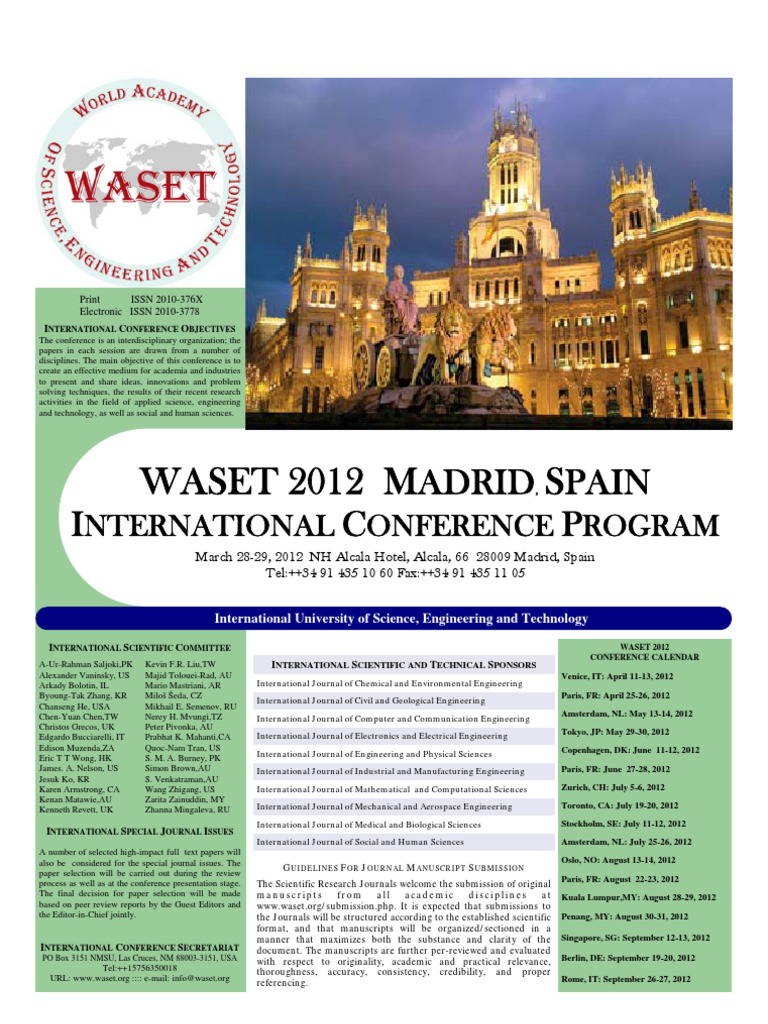 WASET 2012 Conference Overview | PDF | Engineering | Nuclear Power