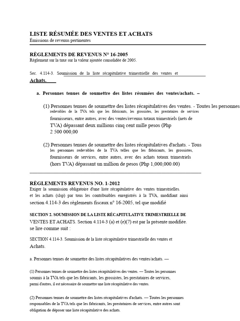Soumission trimestrielle SLSP TVA | PDF | Taxe sur la valeur ajoutée ...