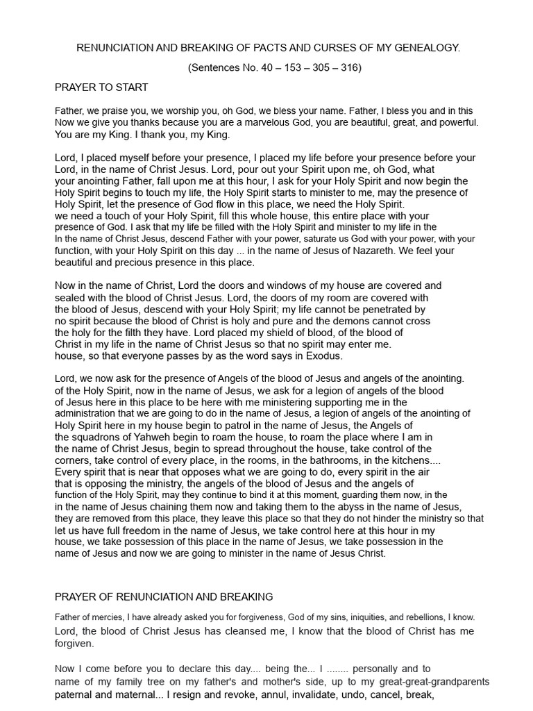 Breaking Ancestral Pacts and Curses | PDF | Satan | Demons