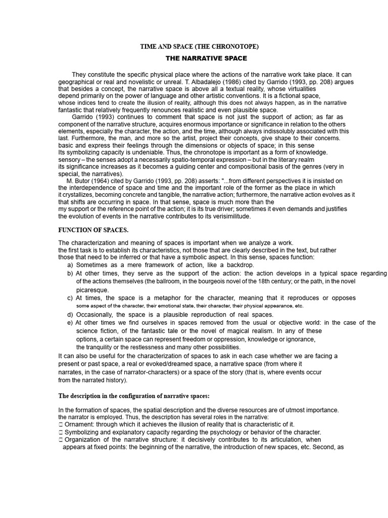 Understanding Narrative Space and Chronotope | PDF | Narrative | Space