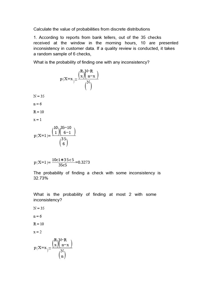 Calculating Probabilities in Discrete Distributions | PDF | Probability ...