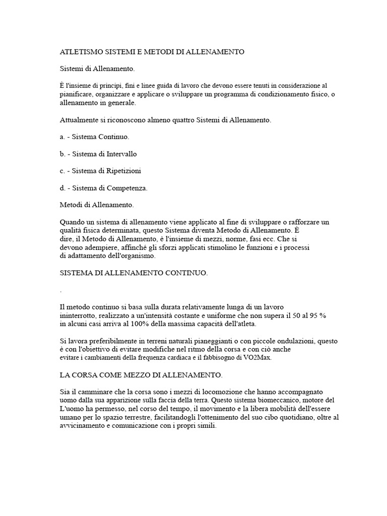 Atletica Sistemi e Metodi Di Allenamento | PDF