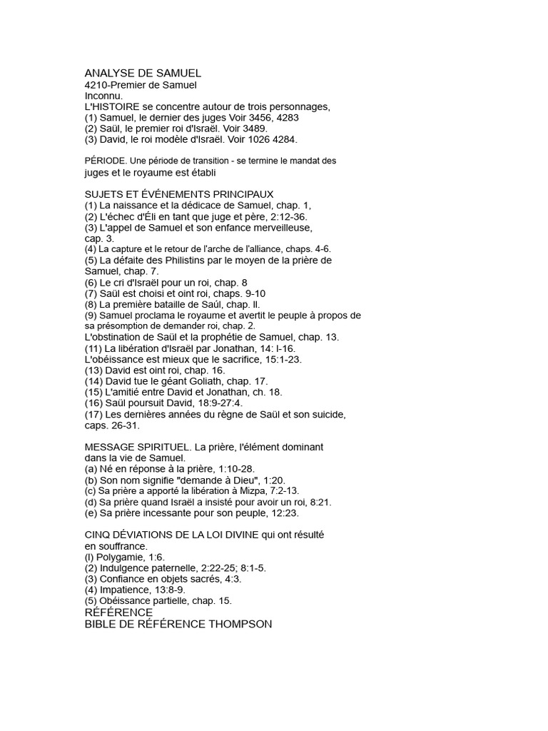 Analyse de 1 Samuel : Transition vers la Monarchie | PDF | Livres de ...
