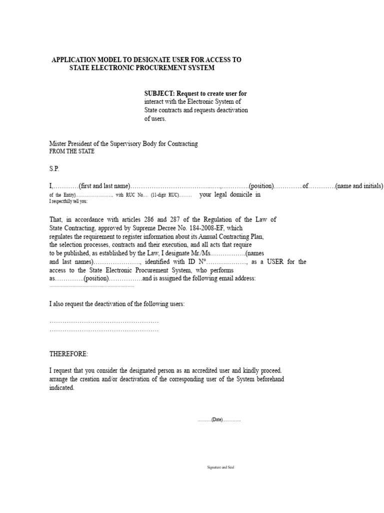 User Access Request for State Procurement System | PDF