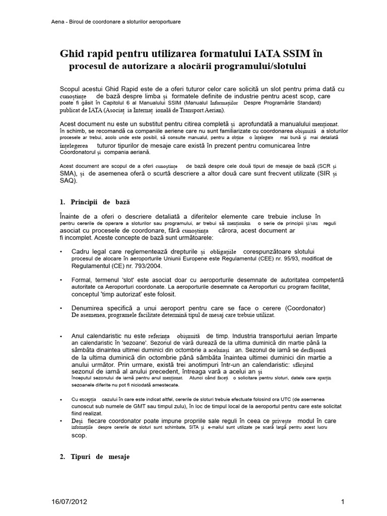 Ghid Rapid Utilizând Formatul IATA-SSIM | PDF