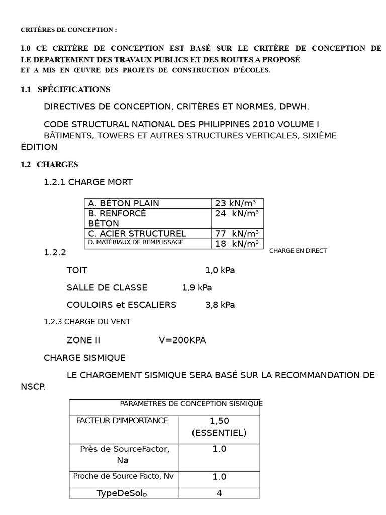 Critères de conception pour écoles aux Philippines | PDF | Résistance ...