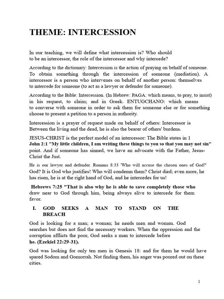 Intercession: Role and Responsibilities | PDF | Intercession | Jesus