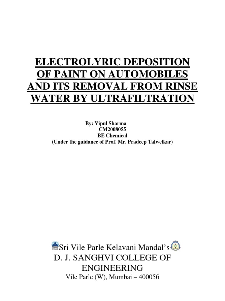 Curated visual reference: Visual Reference: Electrolytic Paint Deposition Water Reuse Pdf