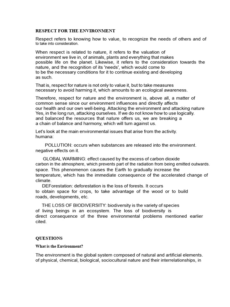 Understanding Environmental Respect | PDF | Natural Environment | Nature