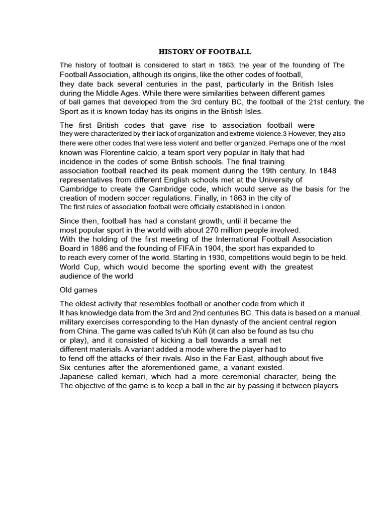 Football History and Field Dimensions | PDF | Association Football | Sports