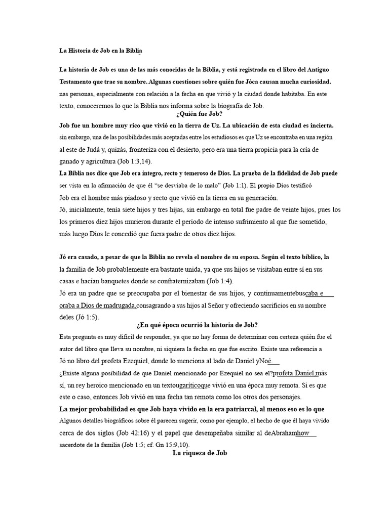 Historia de Job en la Biblia | PDF | Libro de trabajo | Daniel (figura ...