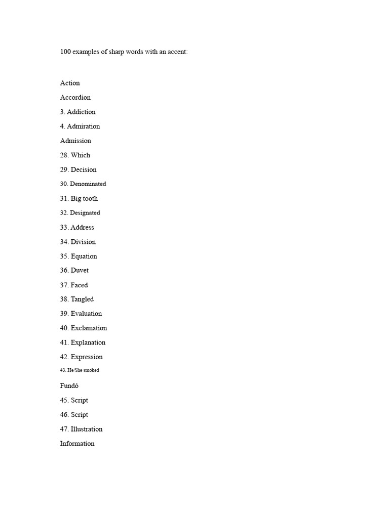 100 Examples of Sharp Words | PDF