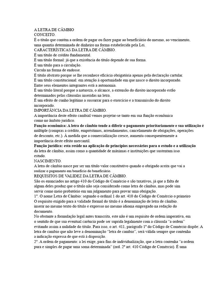 Entenda a Letra de Câmbio: Conceitos e Requisitos | PDF | Cheque (banco ...