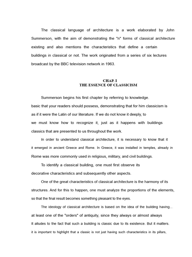 The Classical Language of Architecture - John Summerson | PDF | Column