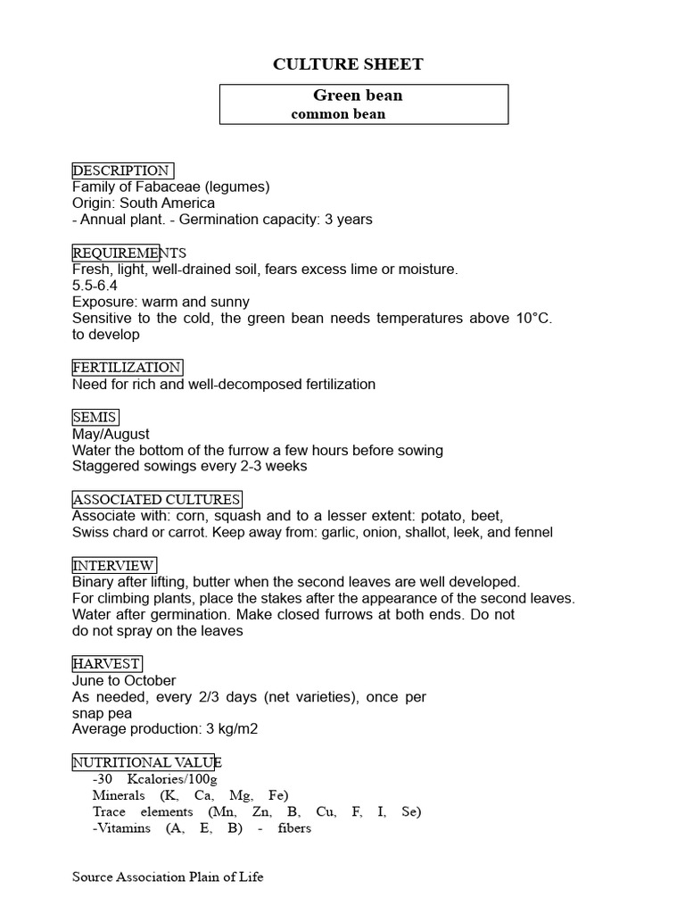 Green Bean Cultivation Guide | PDF