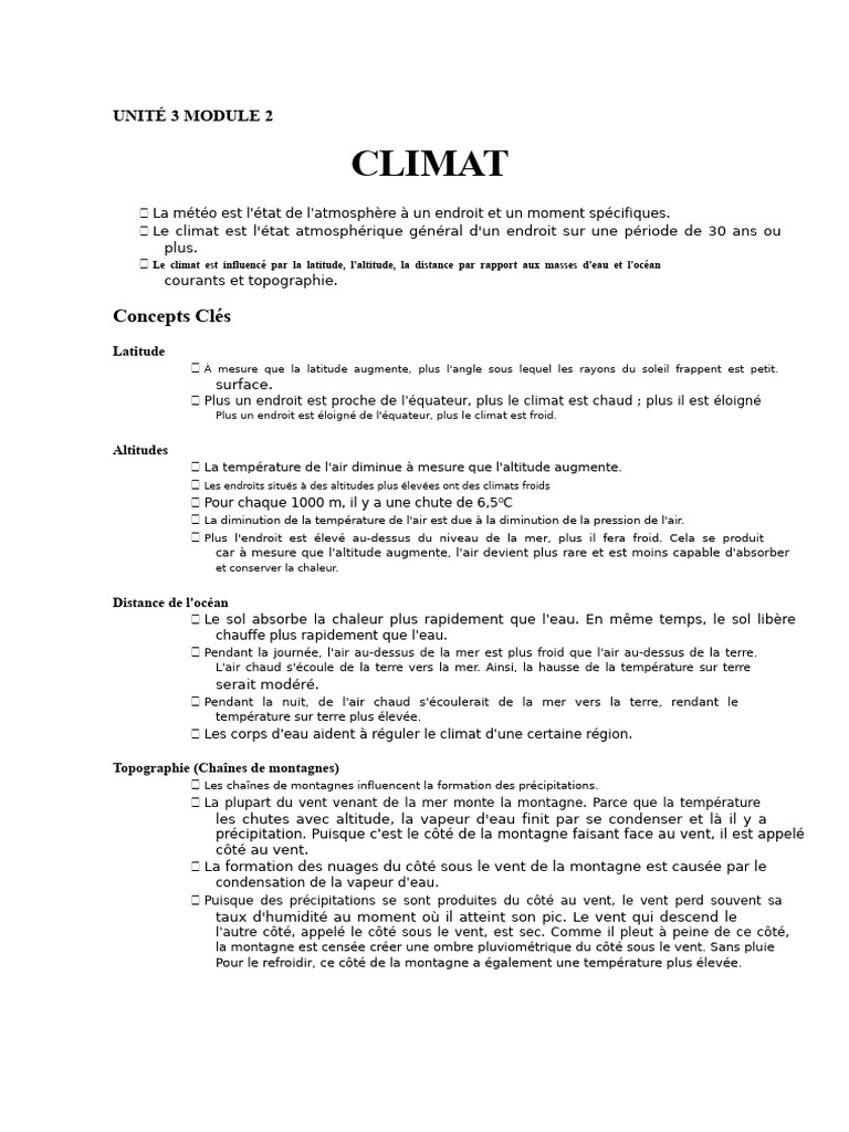 Comprendre le climat et ses facteurs | PDF | Effet de serre | Précipitation