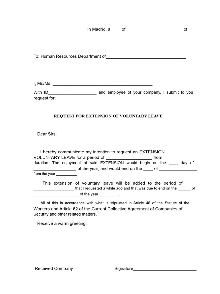Extension of Voluntary Leave | PDF