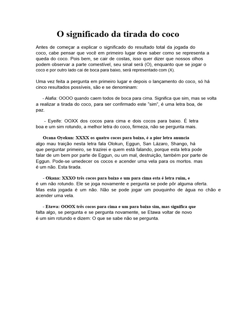 O Significado Da Tirada Do Coco | PDF