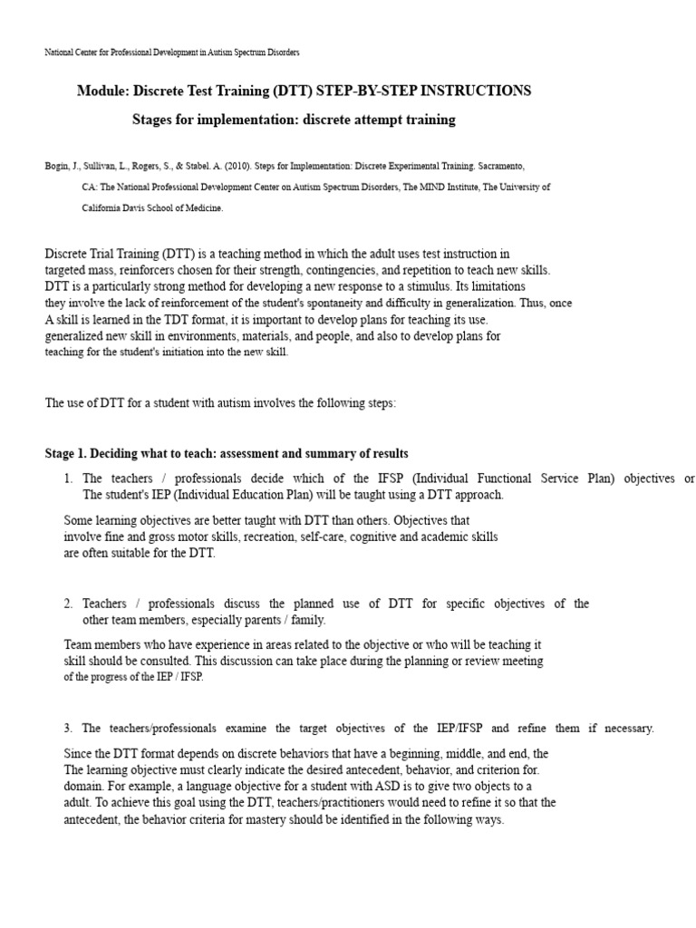 Discrete Trial Training Guide for Autism | PDF | Reinforcement ...