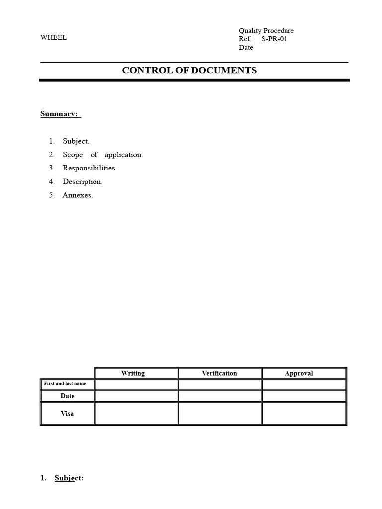 Quality Document Control Procedure | PDF | Verification And Validation ...