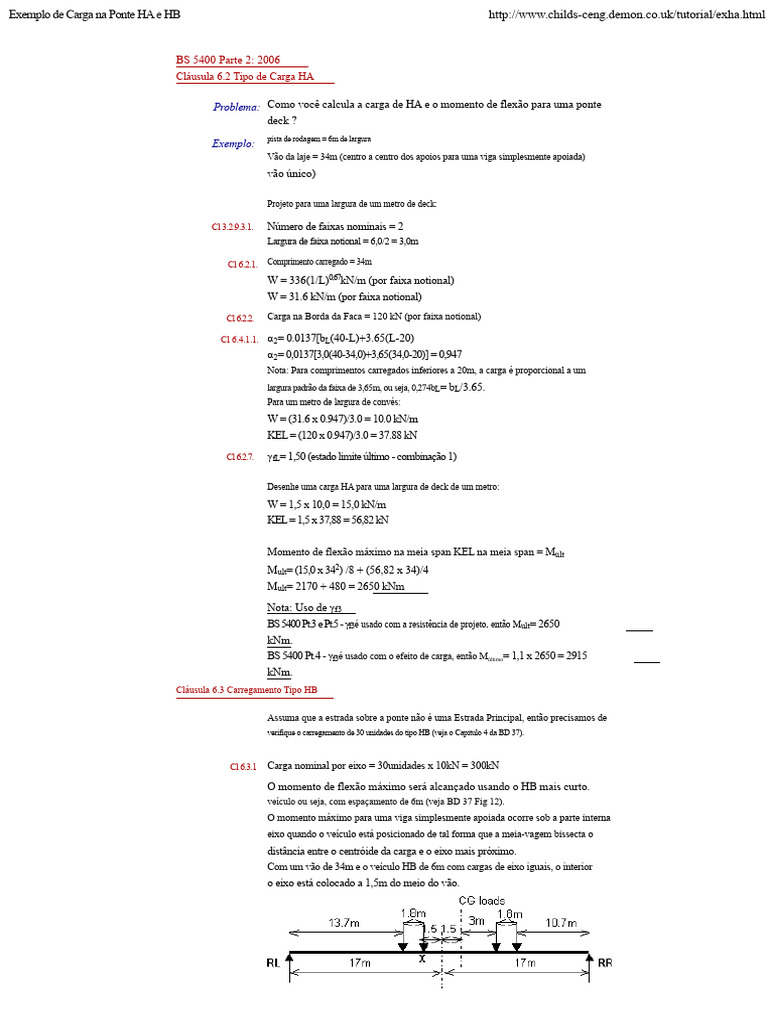 Cálculo de Cargas HA e HB em Pontes | PDF