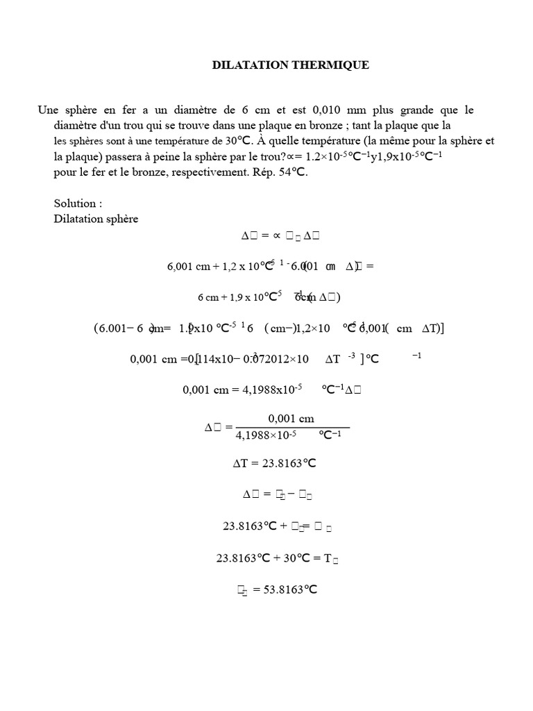 Dilatation thermique des matériaux et calculs PDF Chimie physique — free download