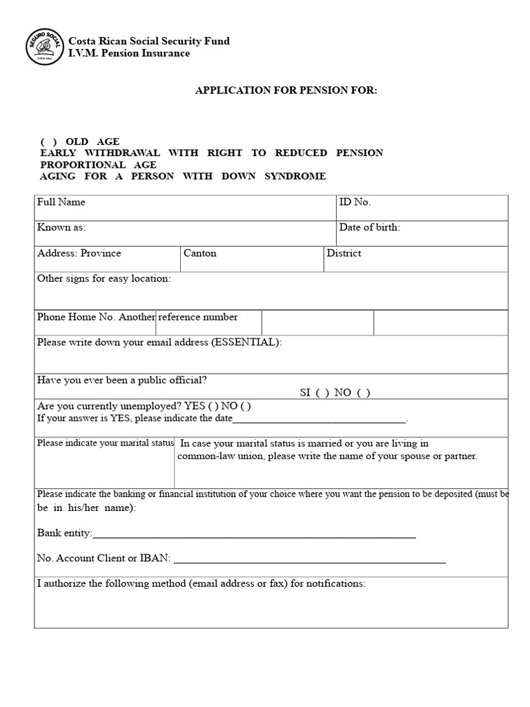 Forms - IVM - Aging - Request For Old Age Pension IVM PDF | PDF ...