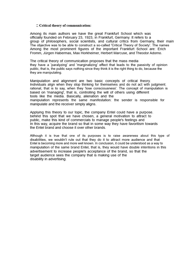 Critical Theory of Communication Explained | PDF