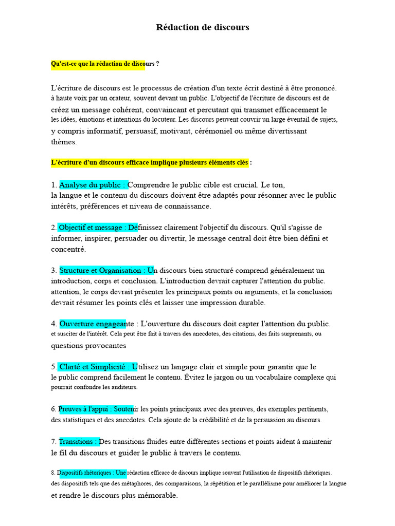 Guide complet de rédaction de discours | PDF | Environnement naturel ...