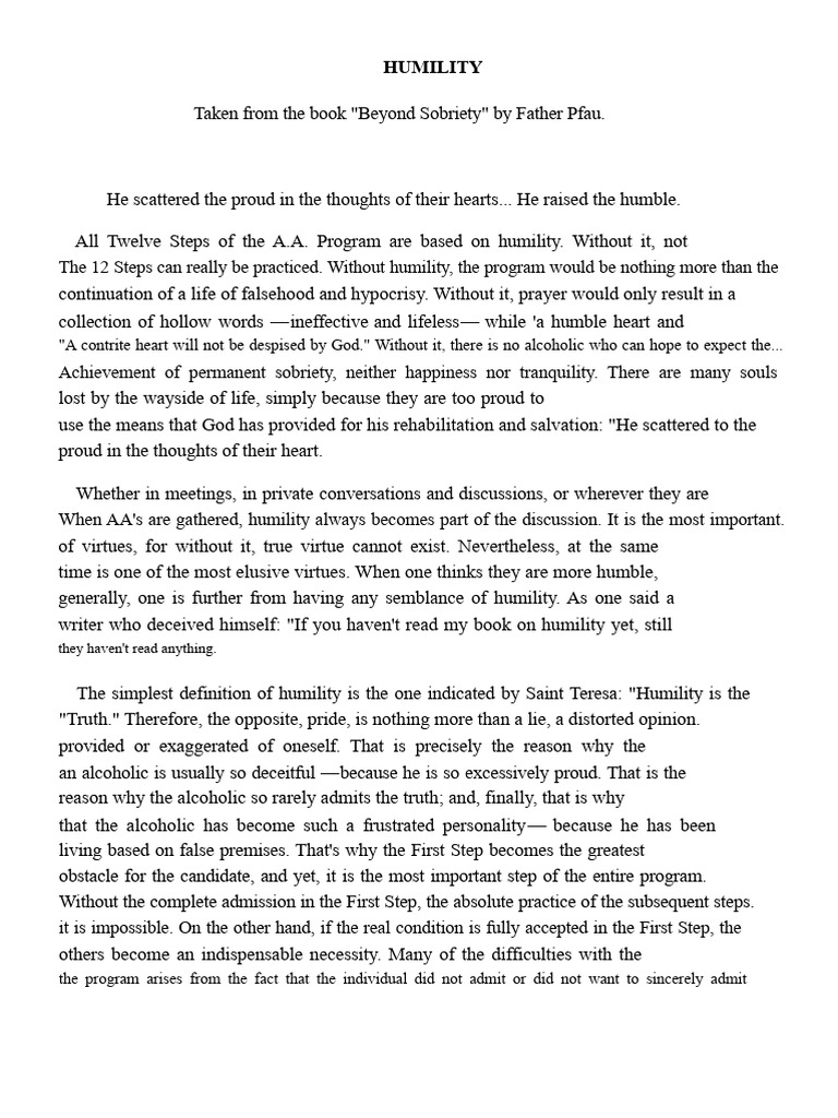 The Role of Humility in AA Recovery | PDF | Humility | Twelve Step Program