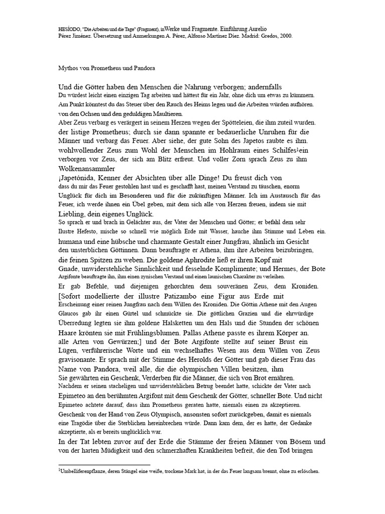 Mythos Prometheus Hesiod | PDF