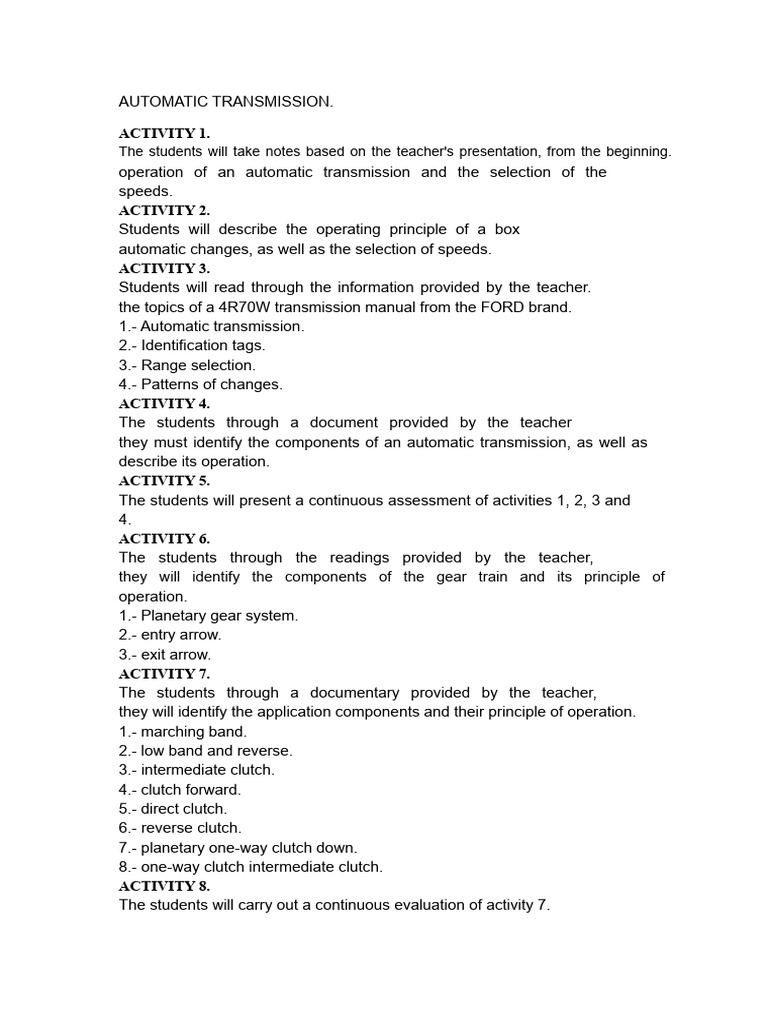 Understanding Automatic Transmission Systems | PDF | Automatic ...