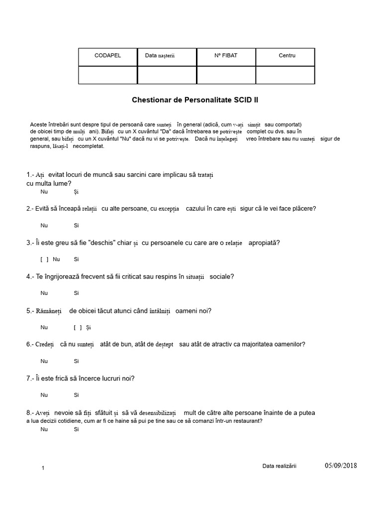 Interviul Scid II COMPLET | PDF