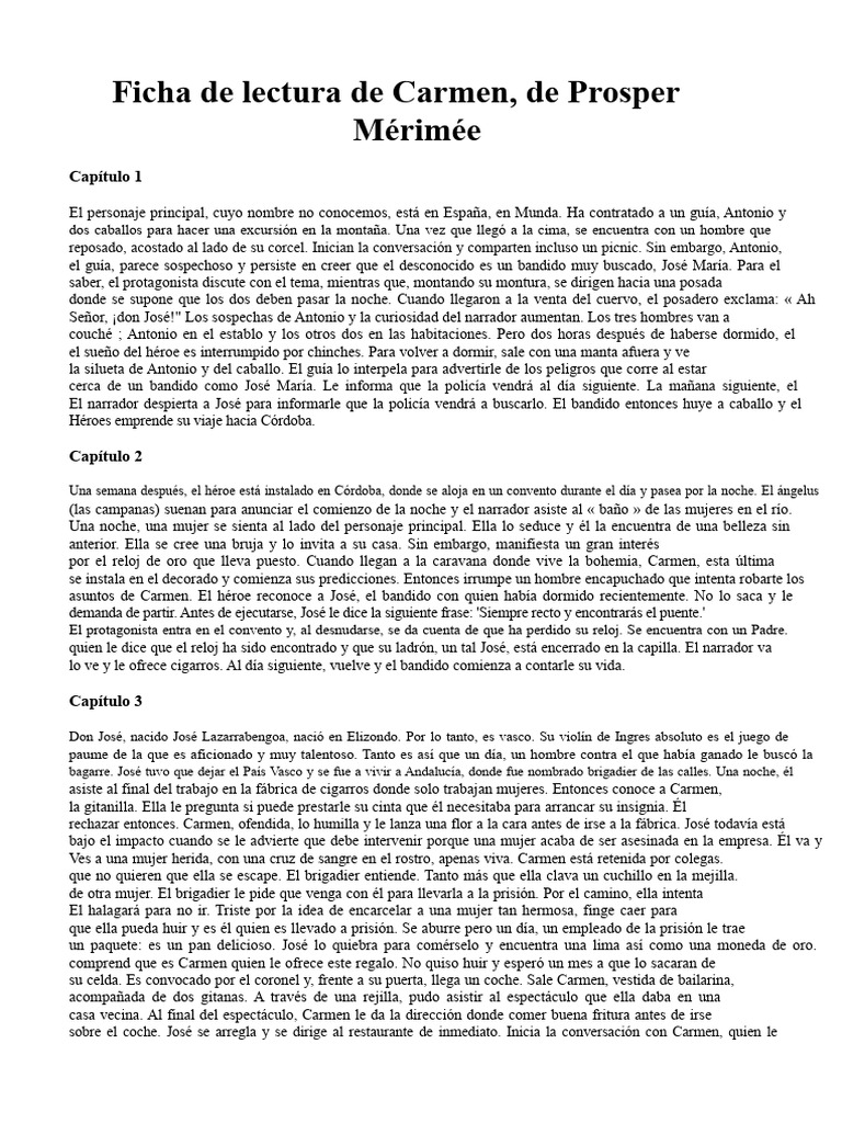 Mérimée (Prosper) - Carmen, Ficha de Lectura | PDF | Carmen