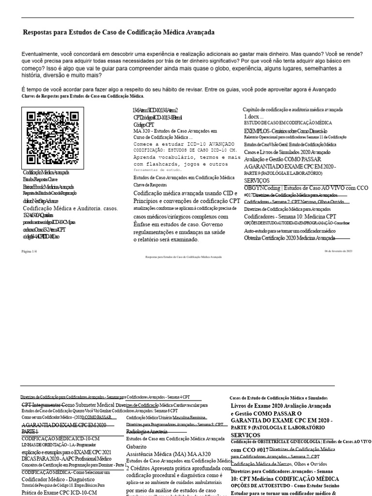 Respostas para Estudos de Codificação Médica | PDF | Remédio ...