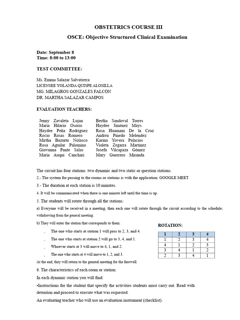 OSCE Objective Structured Clinical Examination OBST III | PDF ...
