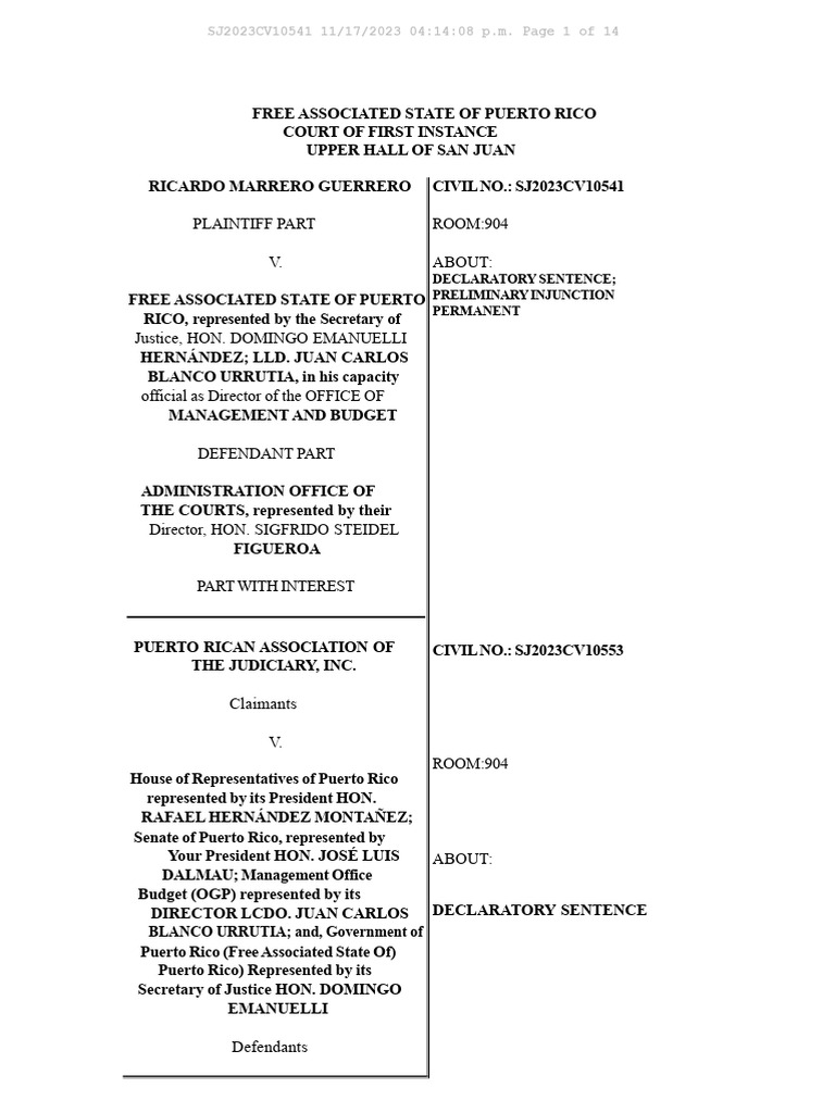 Puerto Rico Court Declaratory Judgment Case | PDF | Lawsuit | Cause Of ...
