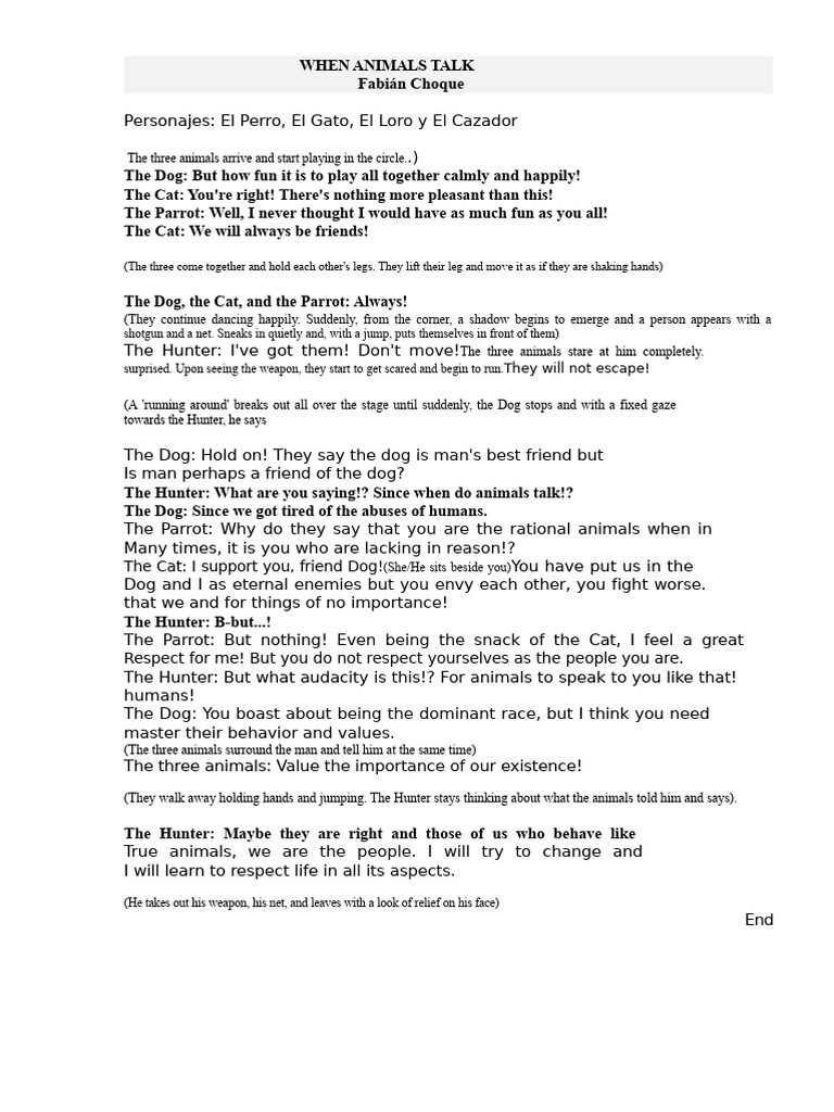 Animals Speak: A Lesson in Respect | PDF