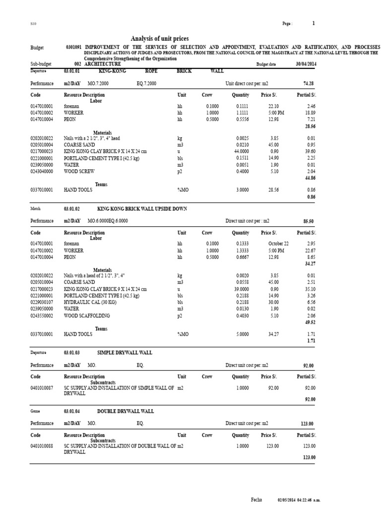 Unit Price Analysis for Construction Projects | PDF | Concrete | Flooring