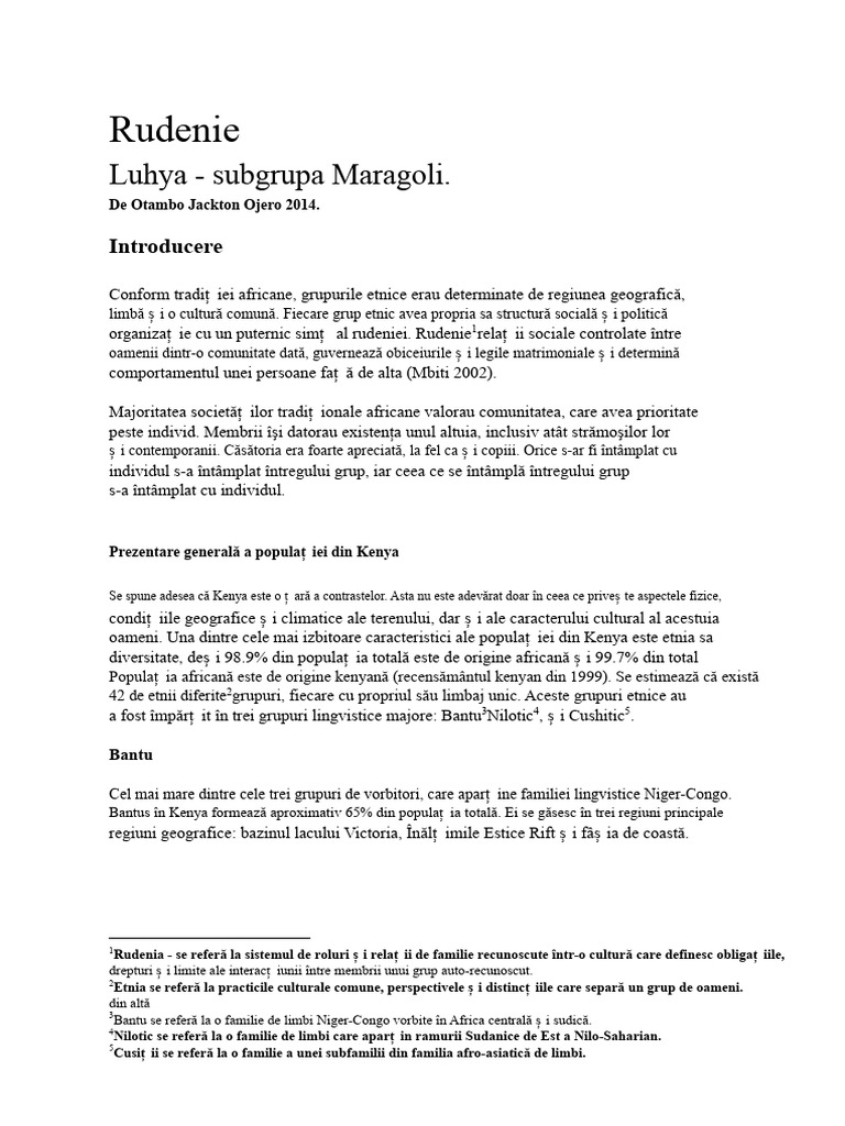Relații de Rudenie - Subgrupul Luhya Maragoli PDF | PDF
