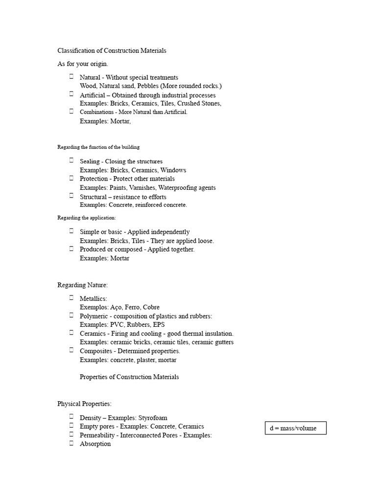 Construction Materials Classification Guide | PDF | Concrete ...
