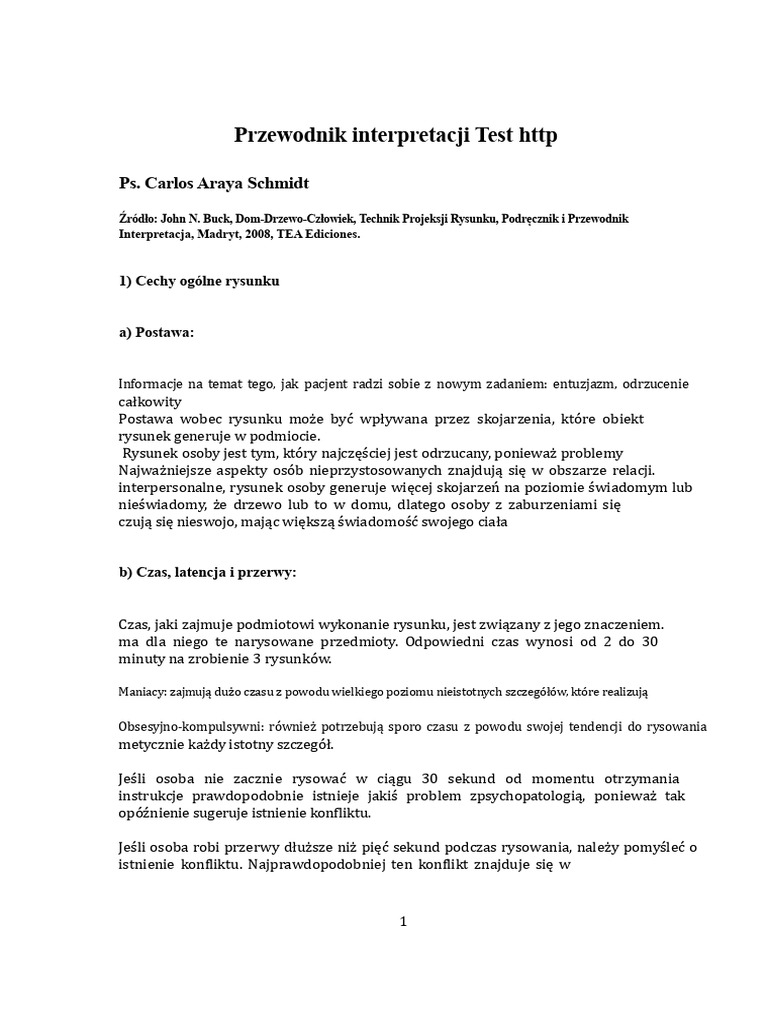 Przewodnik Po Interpretacji Testu HTP | PDF