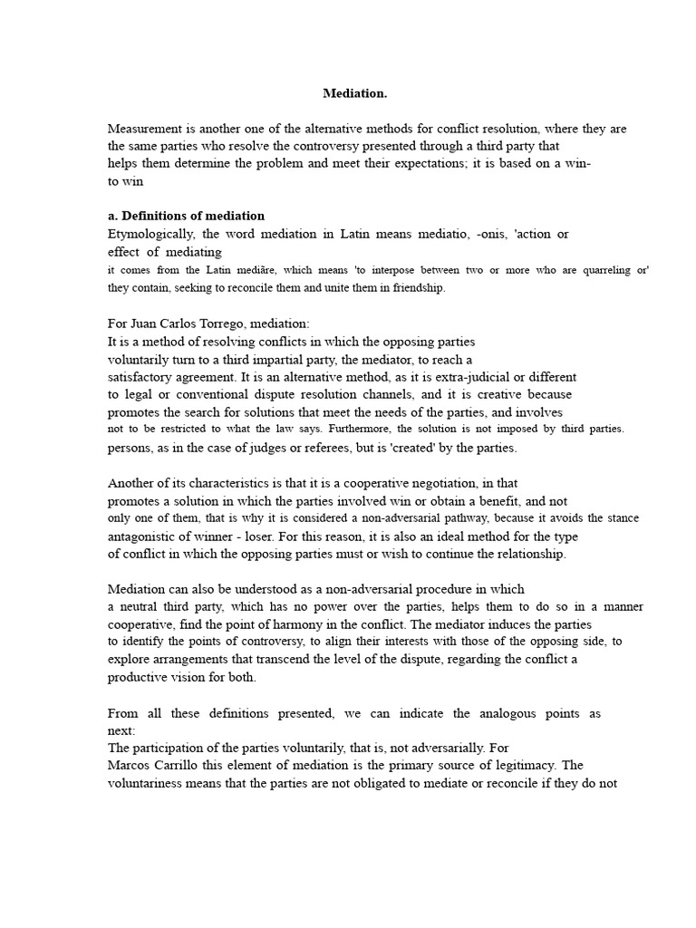 Understanding Mediation in Conflict Resolution | PDF | Mediation ...