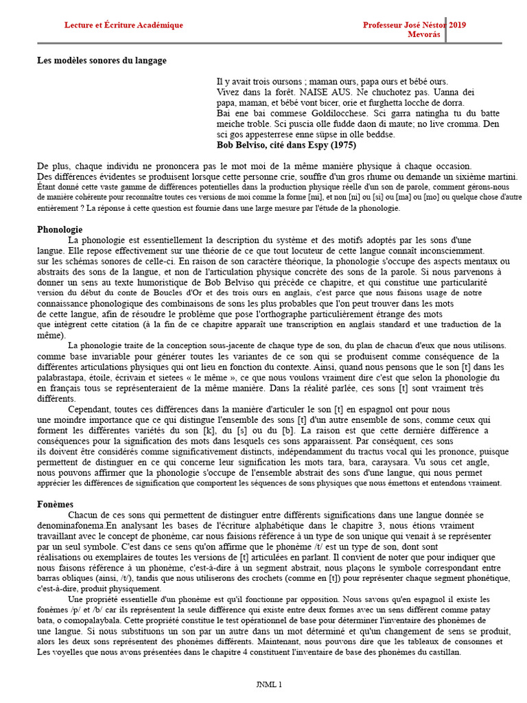 Phonologie et Phonèmes en Langue | PDF | Syllabe | Phonologie