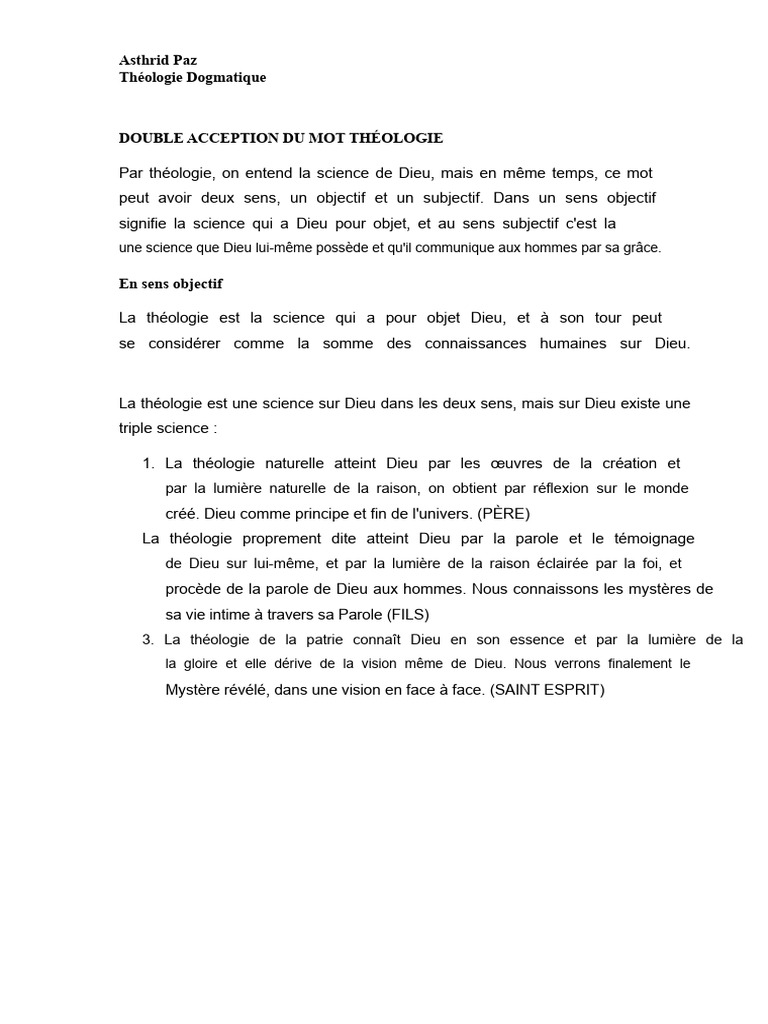 Double Acception de la Théologie | PDF