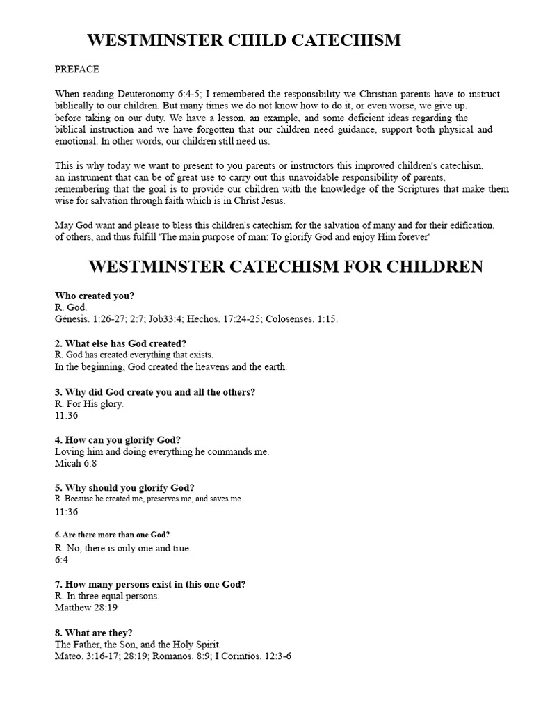 Westminster Children's Catechism Guide | PDF | Lord's Prayer | Baptism