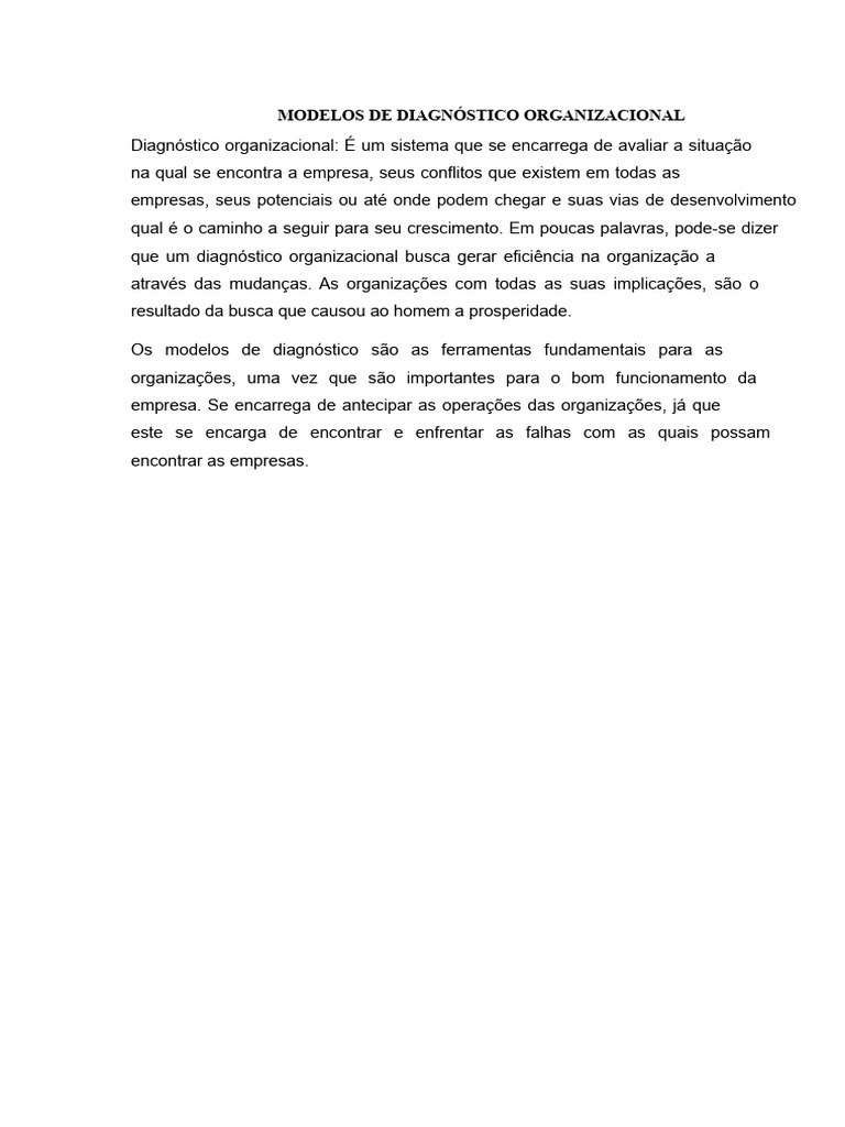 Modelos de Diagnóstico Organizacional | PDF | Gestão de recursos humanos