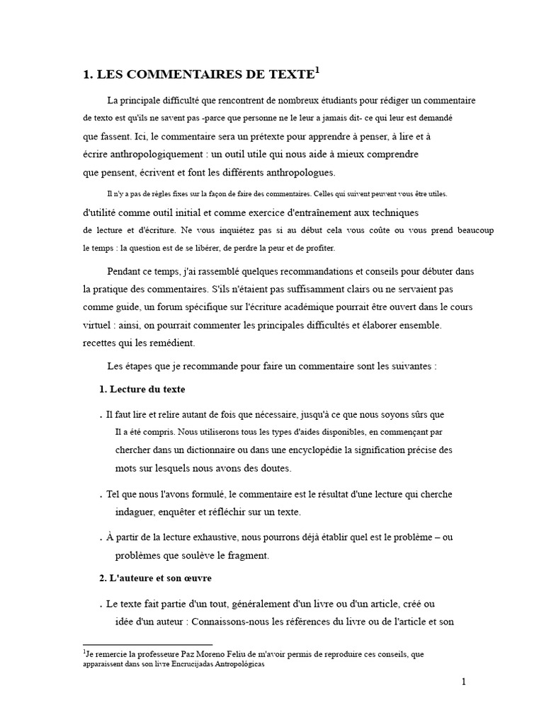 Guide pratique pour rédiger un commentaire de texte | PDF