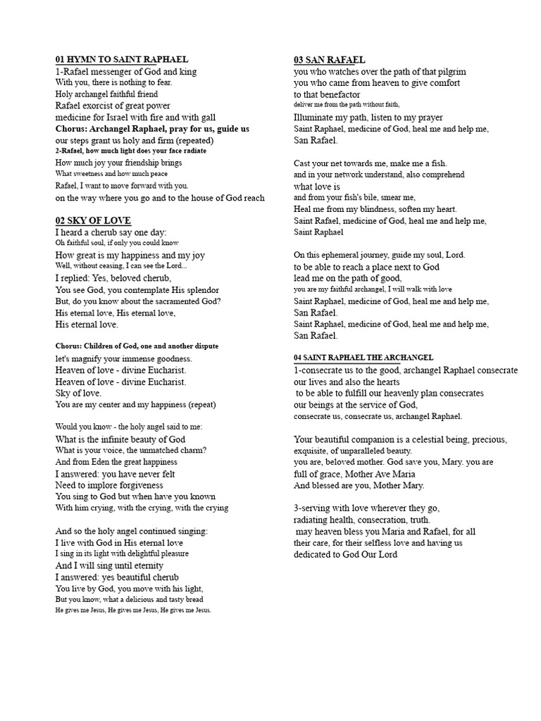 Hymn to Saint Raphael the Archangel | PDF | Angel | Archangel